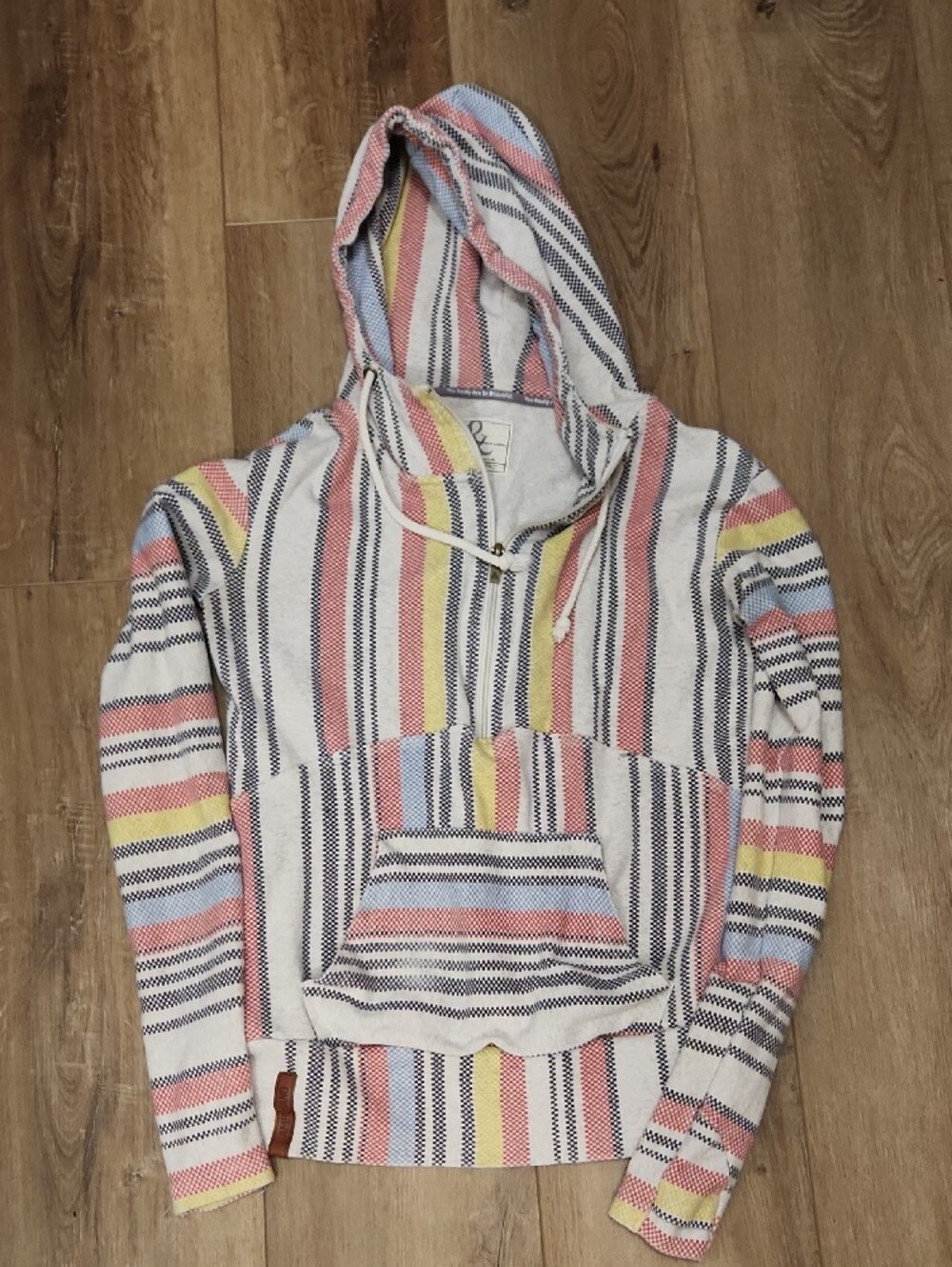 Ampersand Ave Bonfire Striped Multicolor Hoodie for Women - 1/2 Zip Sweatshirt